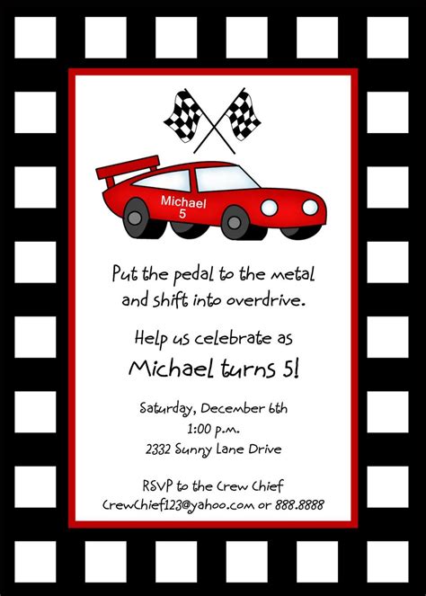 free cars invitation template|Racing Cars .